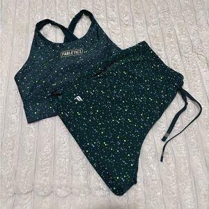 Fabletics Dark Green Activewear Set with Pattern